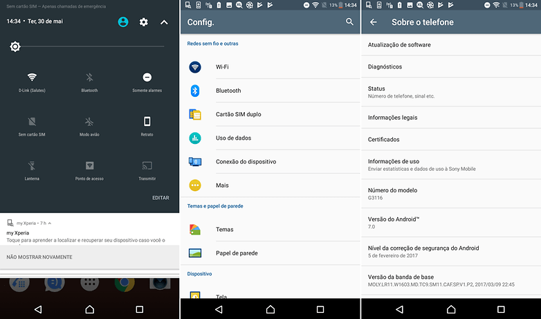 interface xperia xa um software android