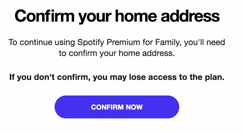 Plano familiar do Spotify exige mesmo endereço