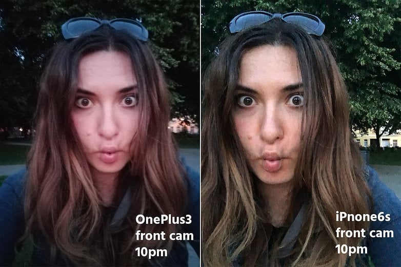 AndroidPIT OnePlus3 vs iPhone 6s front cam night
