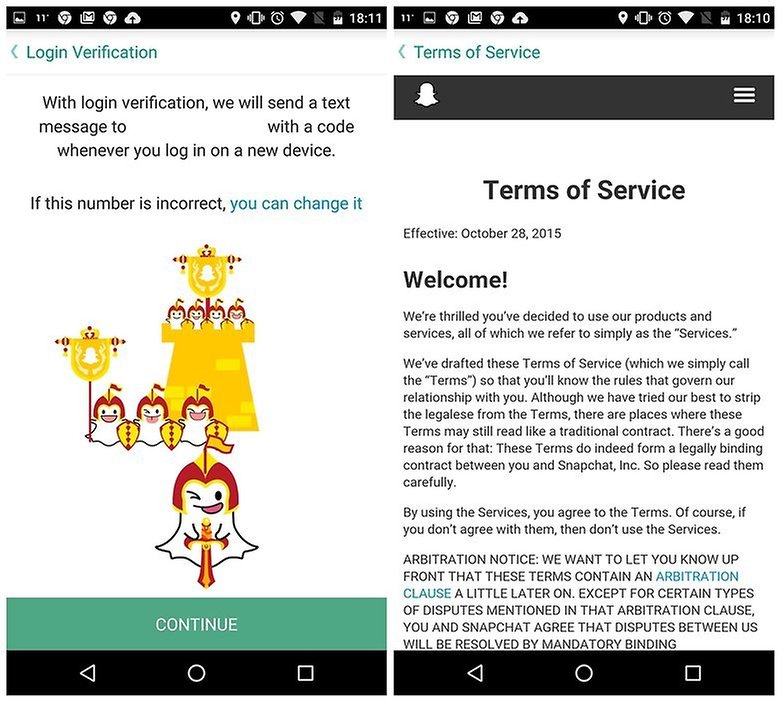 AndroidPIT Snapchat tips login verification terms w782