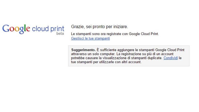 Google Cloud print confirmation