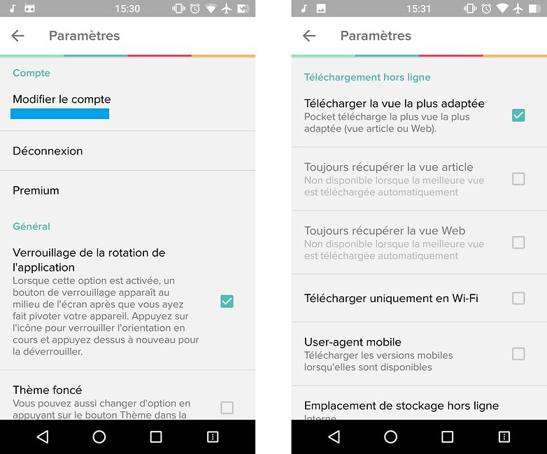 comment enregistrer pages web hors connexion android pocket parametres images 00