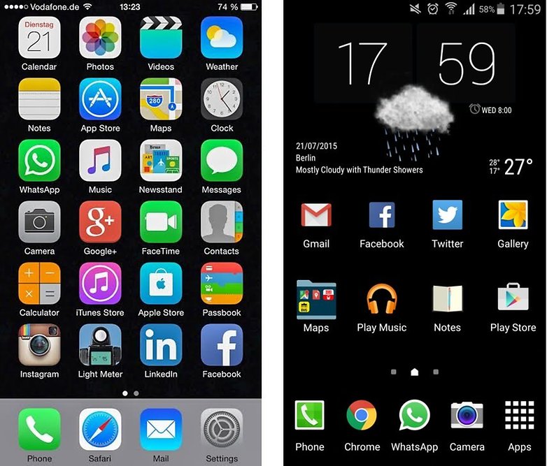 test comparatif galaxy note 5 vs iphone 6 plus comparaison ios 8 vs android touchwiz samsung images 00