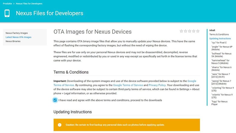 OTA images updates nexus