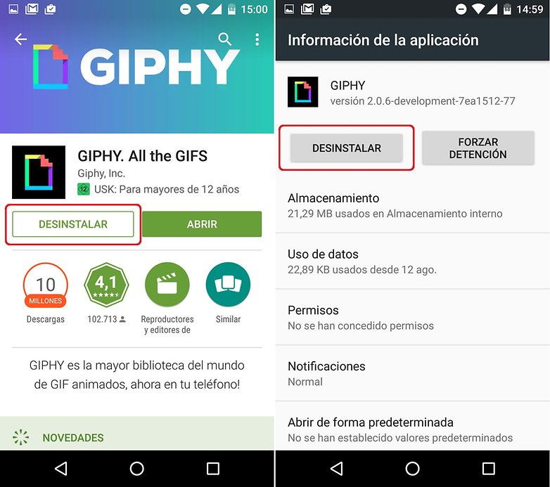 AndroidPIT desinstalar aplicacion