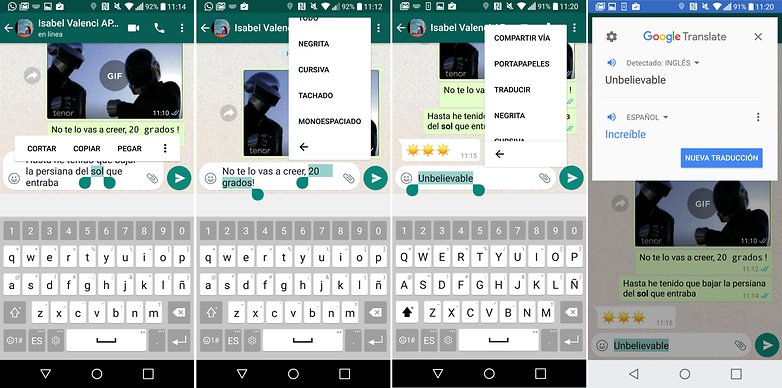 AndroidPIT WhatsApp nuevo menu formato traducir
