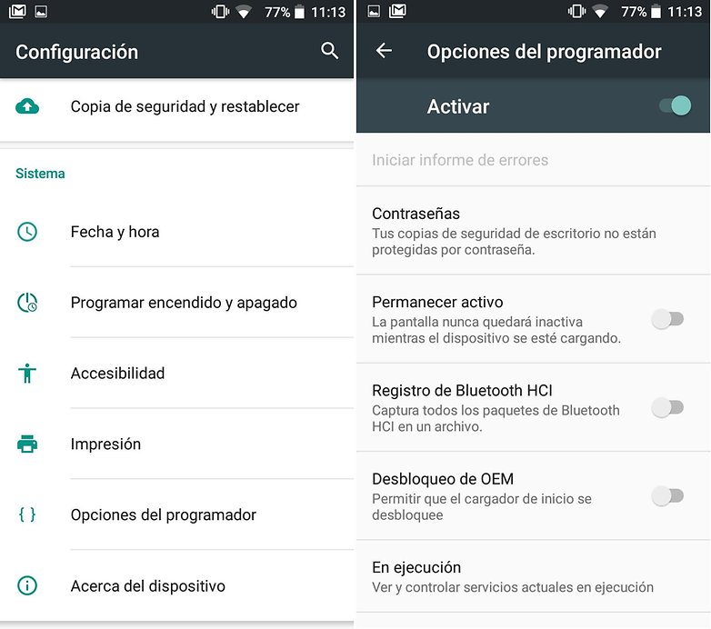 AndroidPIT opciones de desarrollador