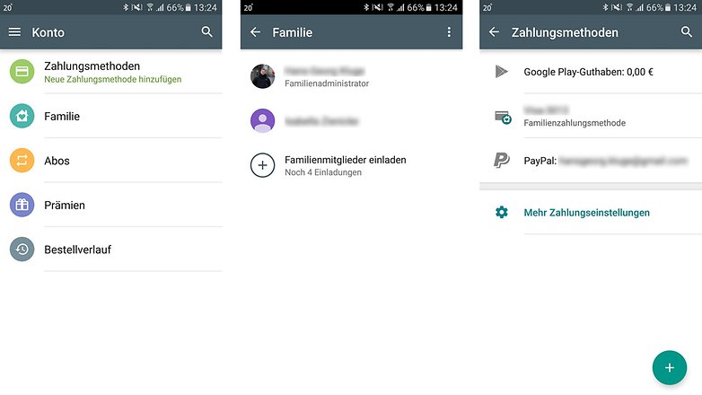 Google Play Familien Option 1
