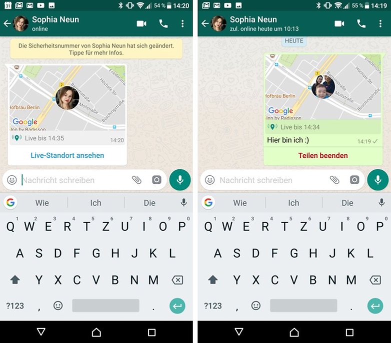 Ζωντανό Standort WhatsApp teilen