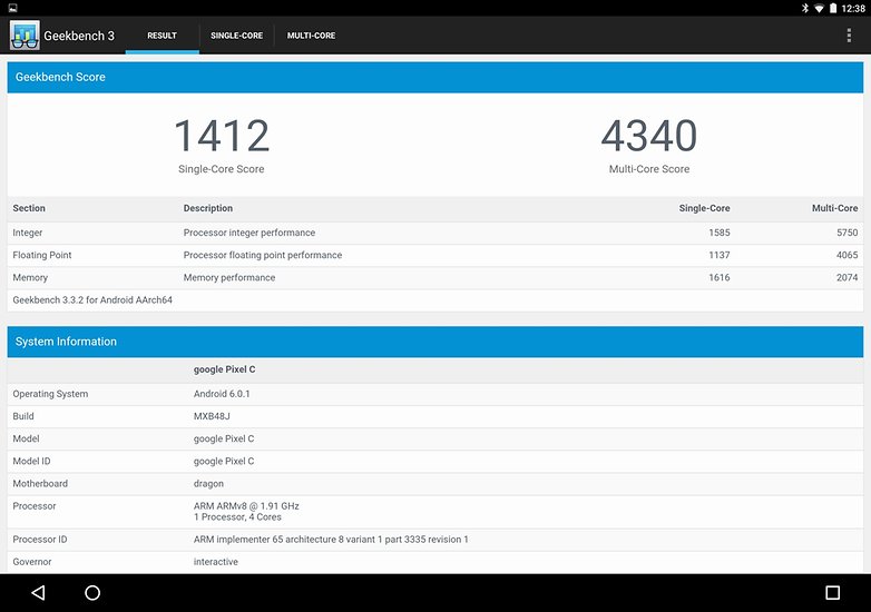 google pixel c geekbench 3