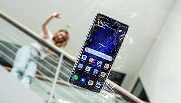 Damaged Android smartphone with a cracked glass