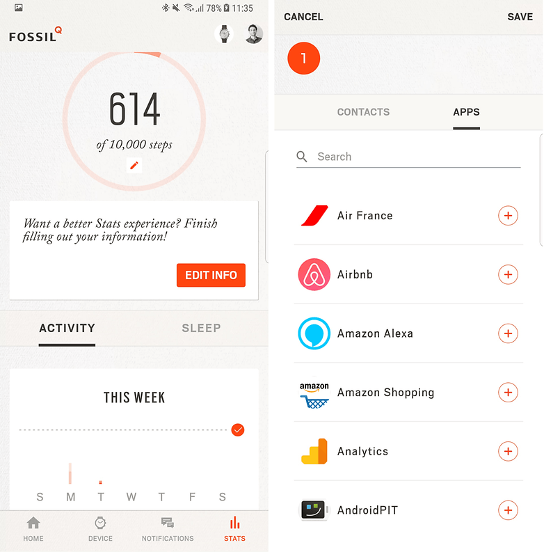 androidpit fossil q commuter software