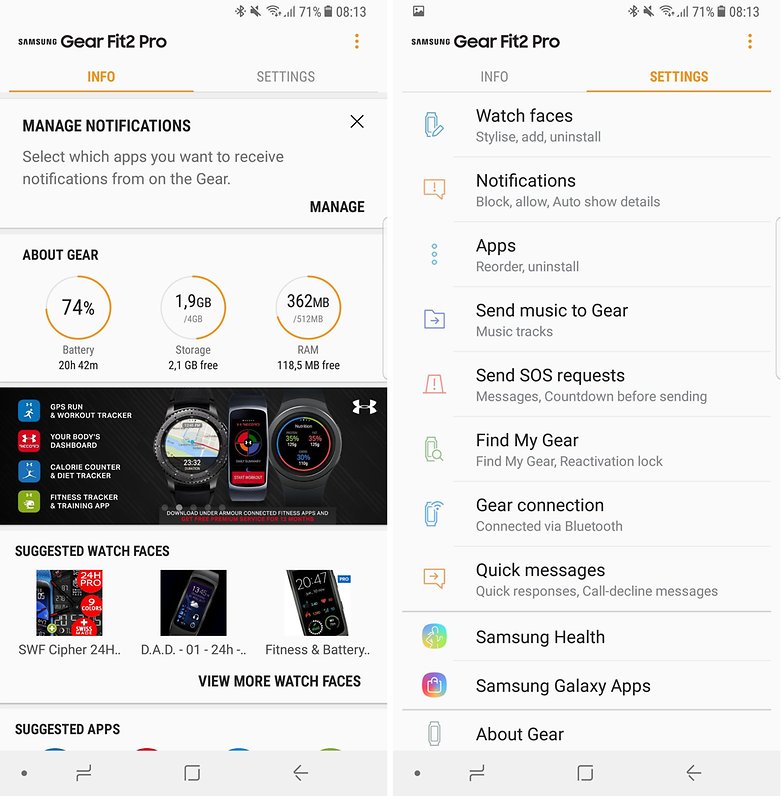 Samsung gear fit online 2 pro apps list