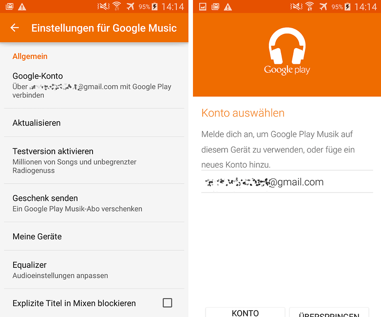 google play music account change