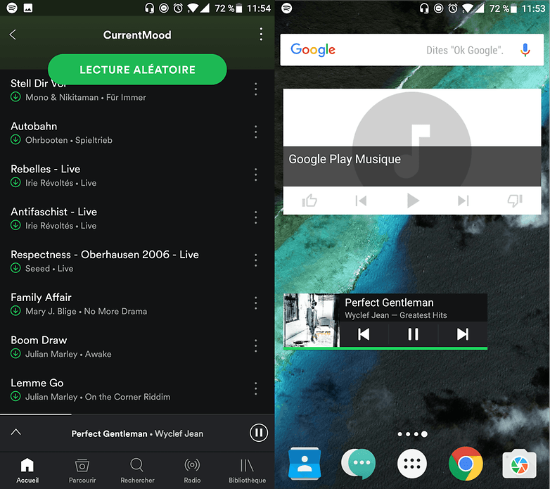 widgets spotify google play musique