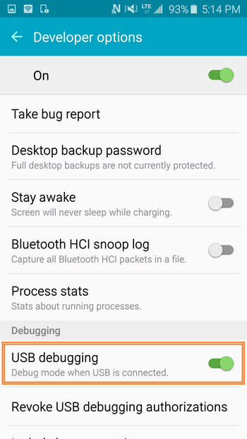 debug samsung galaxy note5 4 3