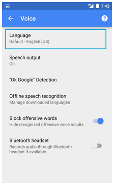 language setting