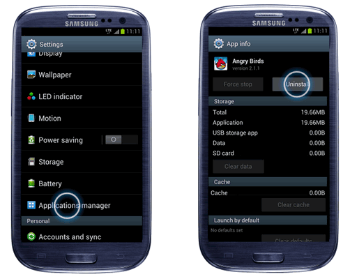 uninstall samsung app