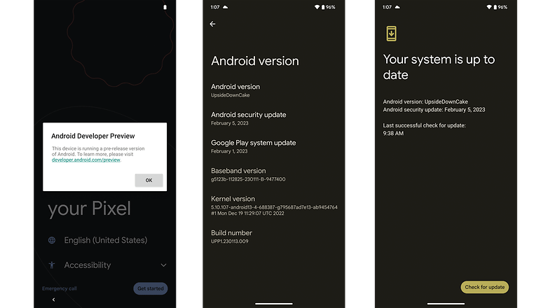 Capture d'écran d'Android 14 DP1