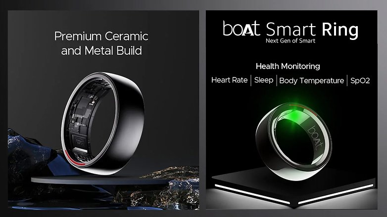 Sajtóképek a boAt Smart Ringről, kiemelve a főbb jellemzőit