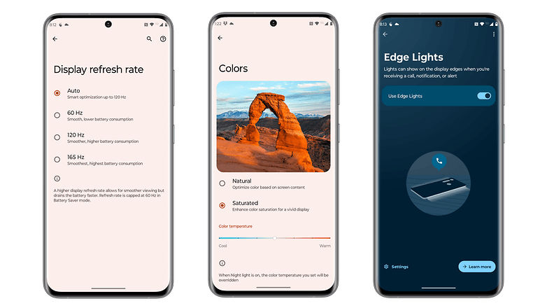 Motorola Edge+ (2023) screen settings