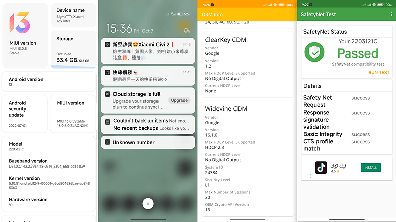 Captures ecran MIUI 13 sur le Xiaomi 12S Ultra