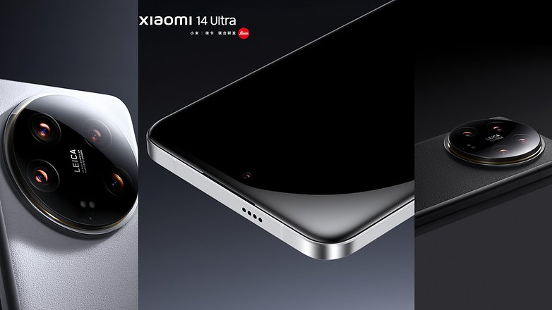The Xiaomi 14 Ultra as seen from the front and back in an ad.