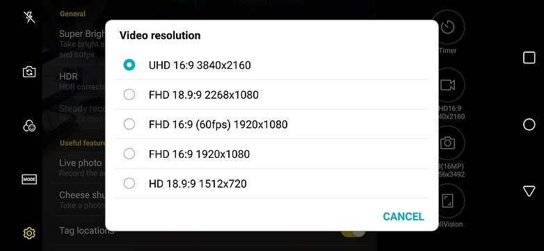 andoridpit hdr video settings screenshot