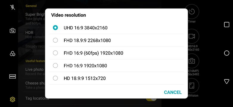 lg g7 video resolutions