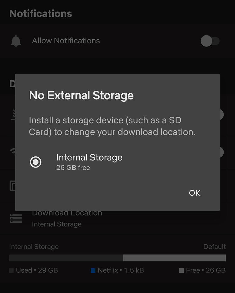 netflix offline storage location