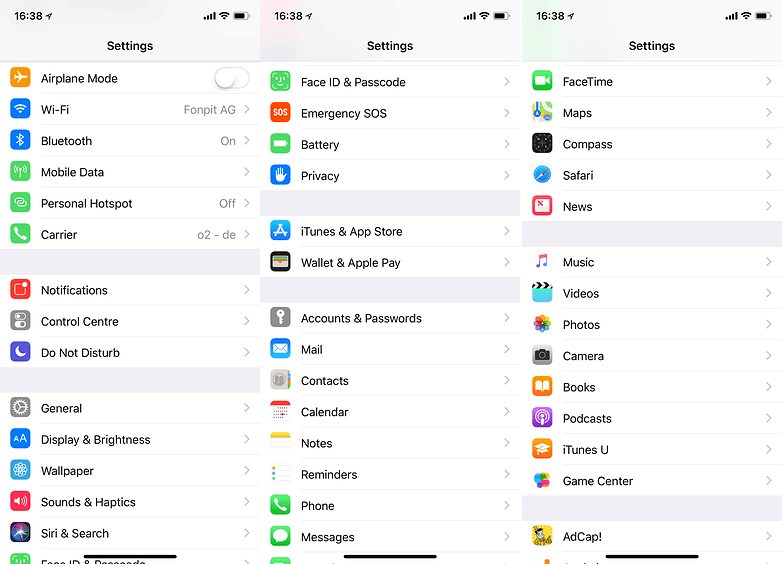 iphone x settings