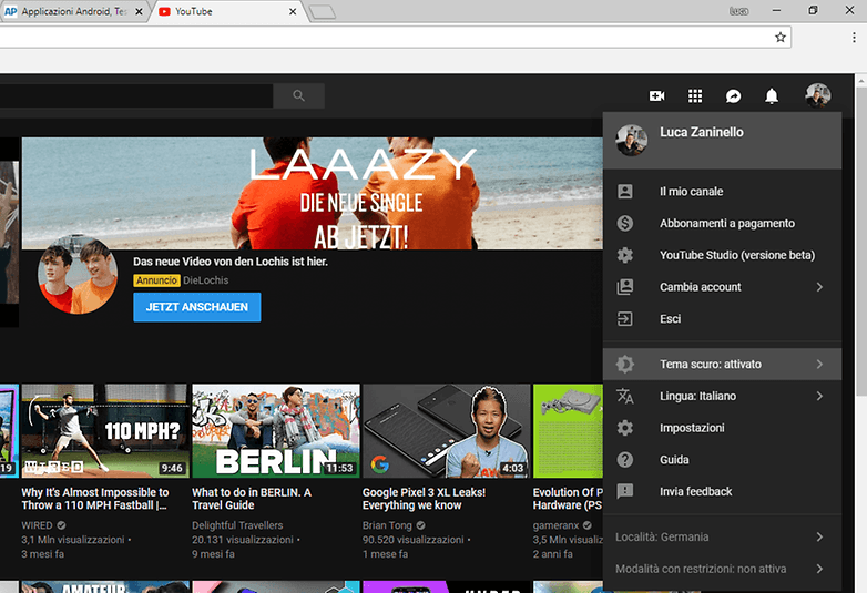 youtube dark mode desktop