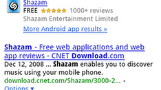 mobile Google Suche zeigt Download-Links zu Apps aus Android-Market oder iPhone-AppStore