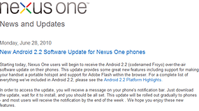 Nexus One bekommt endlich Froyo OTA-Update