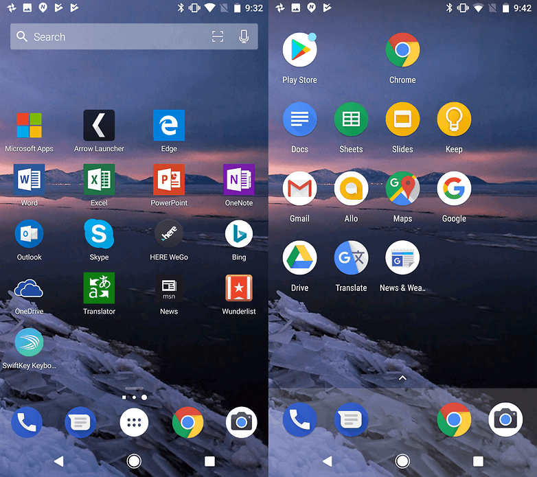 microsoft google homescreen apps