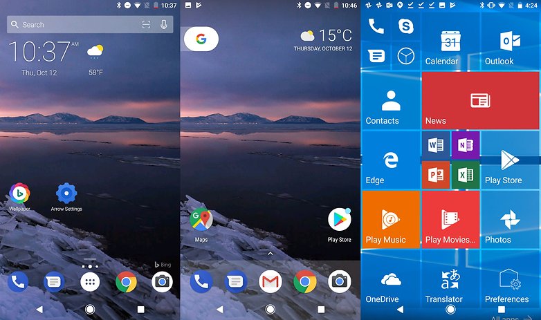 microsoft google launcher homescreen