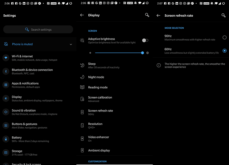 oneplus 7 pro tips tricks refresh rate