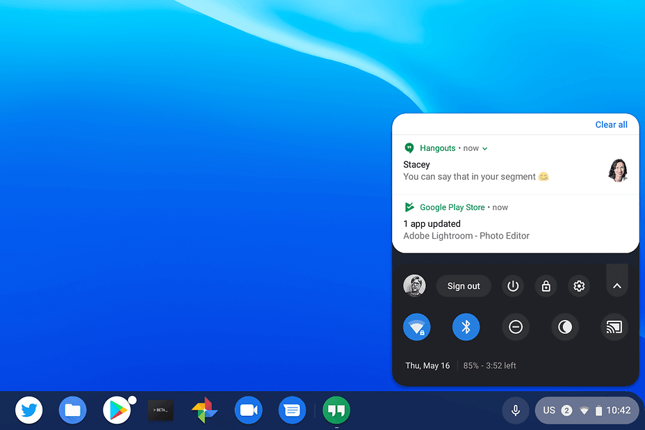 Chrome OS 76 Clear all notifications top 1558089157906