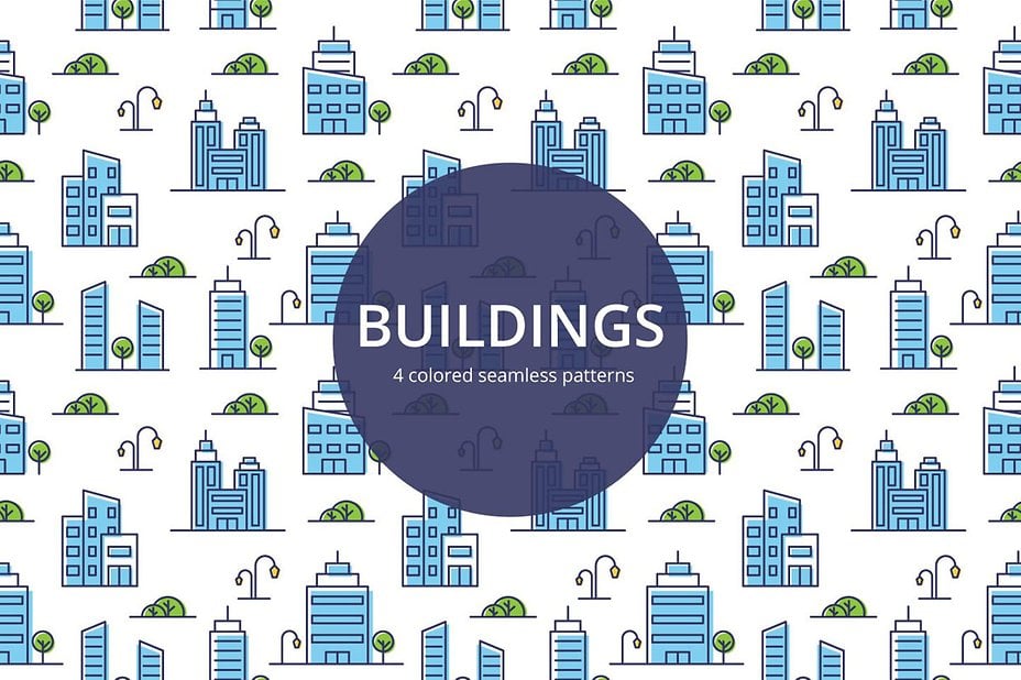 Free Buildings Vector Seamless Pattern