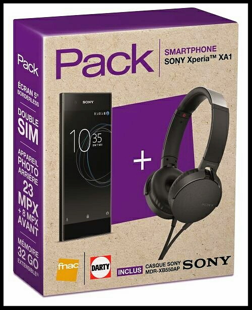 Pack Fnac Smartphone Sony Xperia XA1 Double SIM 32 Go Noir Casque MDR XB550AP 01 1530870942800