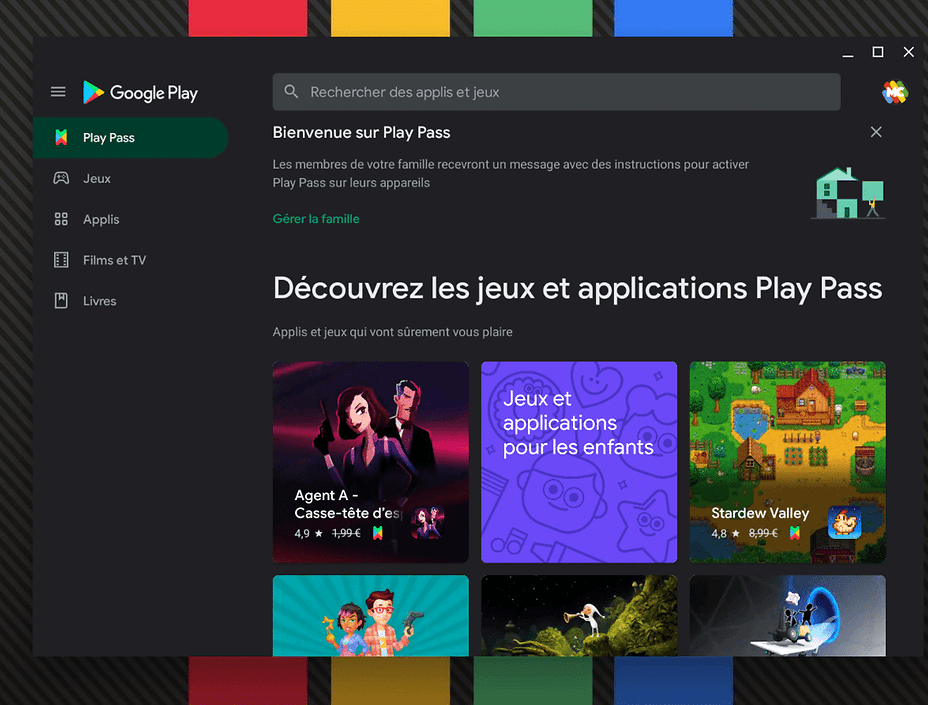 Premier demarrage du Play Pass