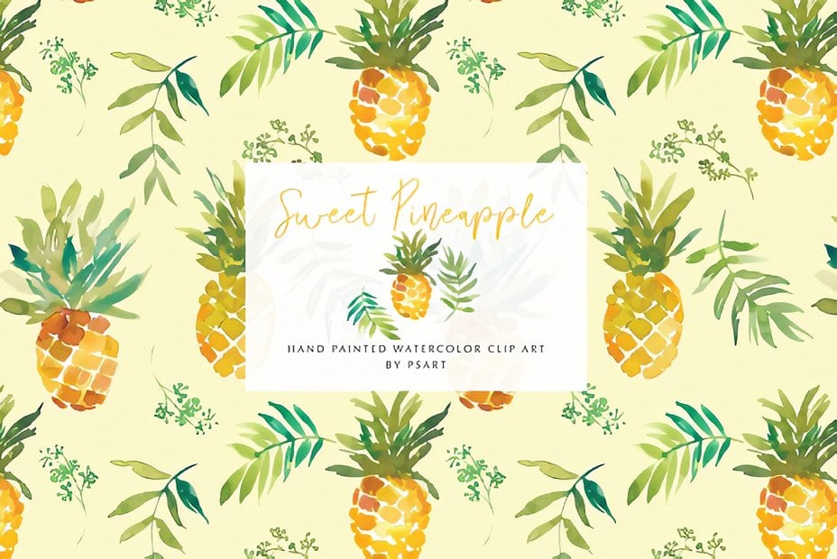 Watercolor Pineapple Clipart Collection Graphics 4065520 1 1 580x388__1