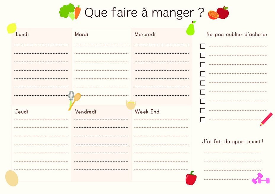 planning repas semaine