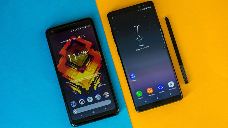 AndroidPIT google pixel 2 xl vs samsung note 8 side by side
