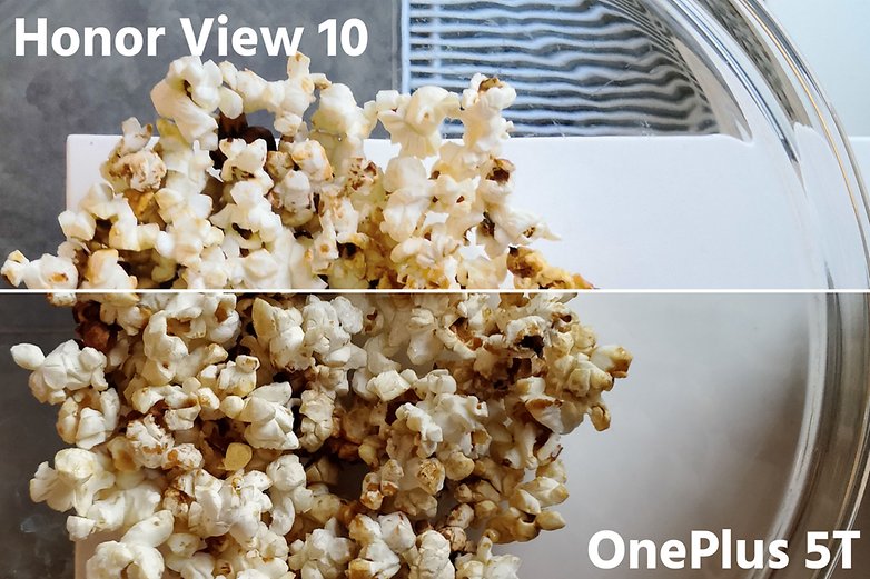 AndroidPIT oneplus 5t vs honor view 10 popcorn detail