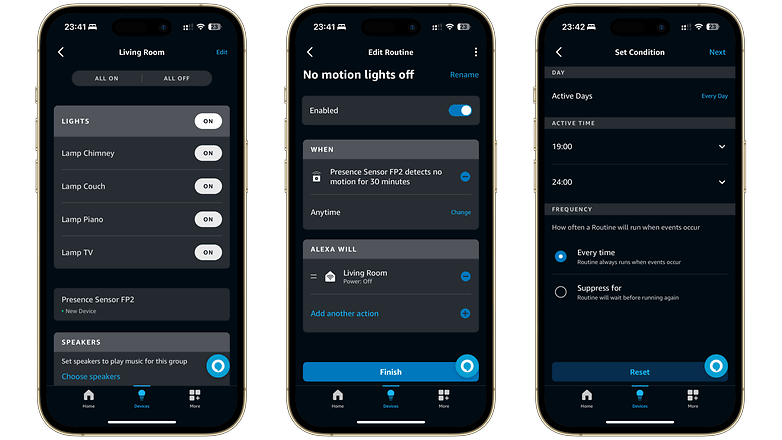 Routines settings on the Amazon Alexa smartphone app