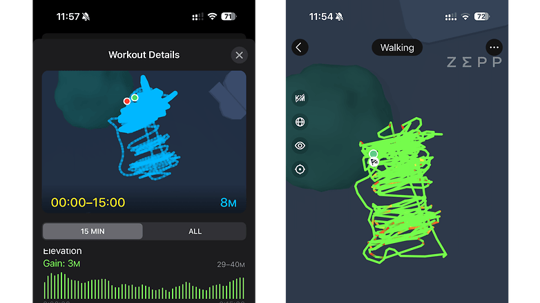 Apple Watch Ultra 2 und Amazfit GTR 4 GNSS Genauigkeit Test