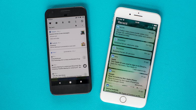 betas android o vs ios 11 notifications
