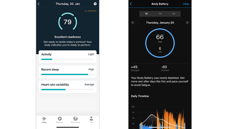 body battery vs daily readiness score