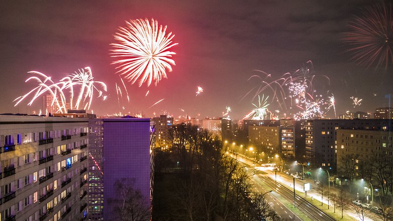 Feuerwerk mit dem Smartphone fotografiert